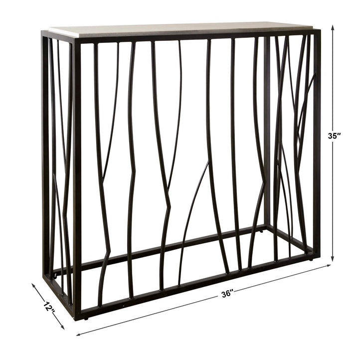 Reed - Travertine Console Table - Black & Light Brown