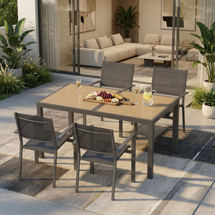 5 Piece Patio Dining Set With Table And Chairs For Outdoor Use - Gray
