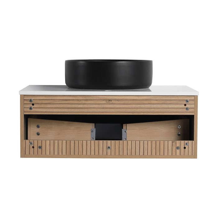 Wall Mounted Bathroom Vanity With Art Sink & 1 Soft Close Drawer