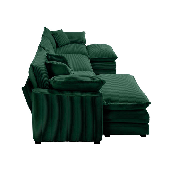 Modern Modular Cushion Sofa With Ottoman, Low Back, Deep Seating Sofa Set