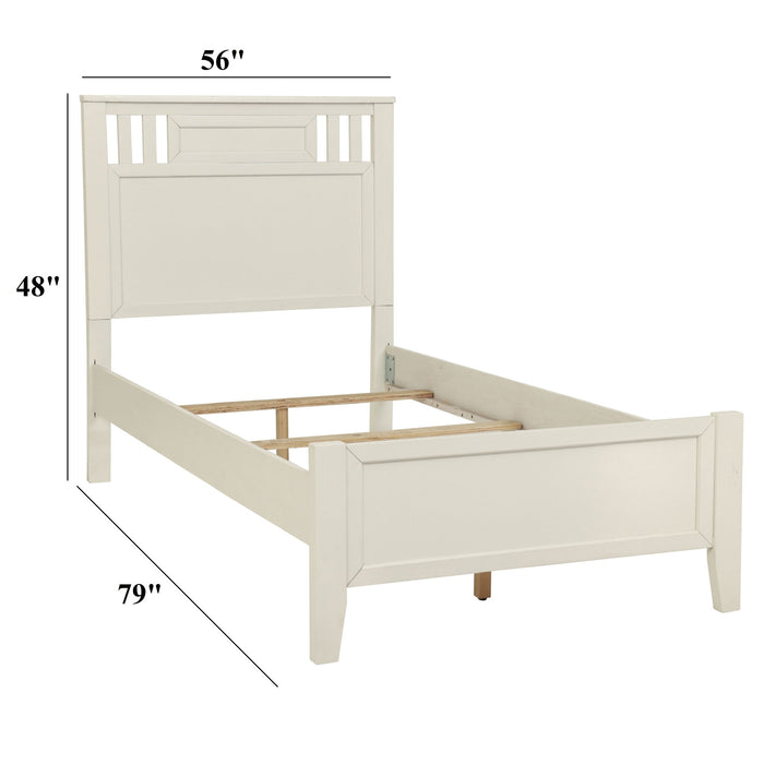Simple Frame With Headboard And Vertical Carved Design