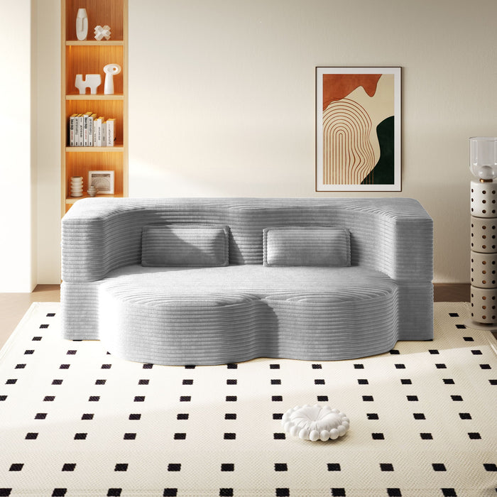 Floor Sofa With 2 Pillows, Convertible Twin Size Mattress For Living Room