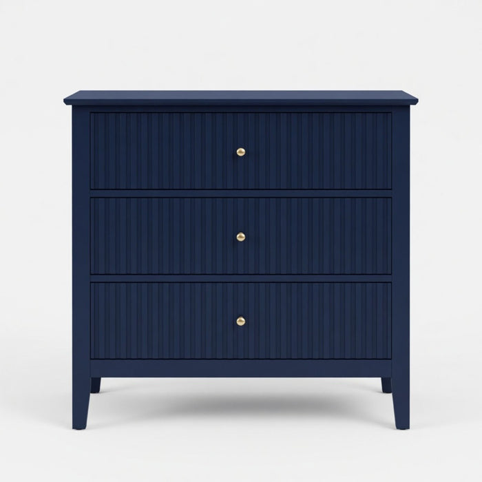 Fluted 3 Drawer Nightstand With Soft Close Slides
