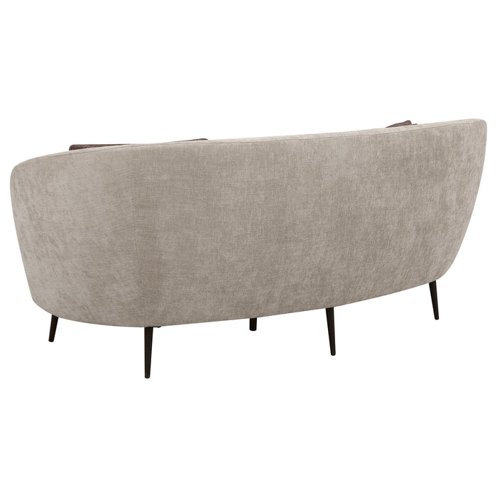 Saanich - Upholstered Curved With Plump Accent Pillows - Beige