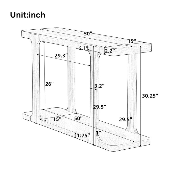 Console Table & Bottom Shelf - Walnut