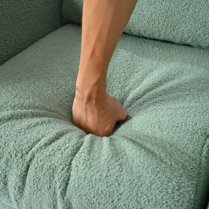 Modern Accent Chair, Teddy Fabric Living Room Chairs Comfy Reading Chair, Mid Century Accent Chair, Lounge Arm Chairs Armchair For Living Room Bedroom - Light Green