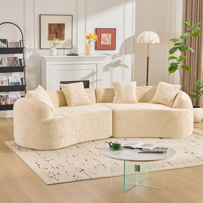 Curved Compressed Sofa, Nordic-Style Design For Living Room