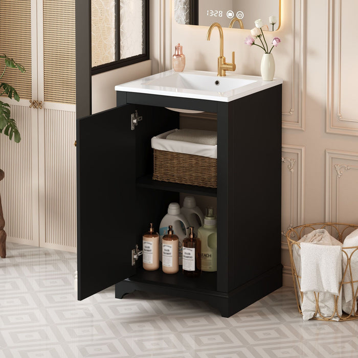 Bathroom Vanity With Sink, Freestanding Single Cabinet Set, Soft Close Door, Adjustable Shelf
