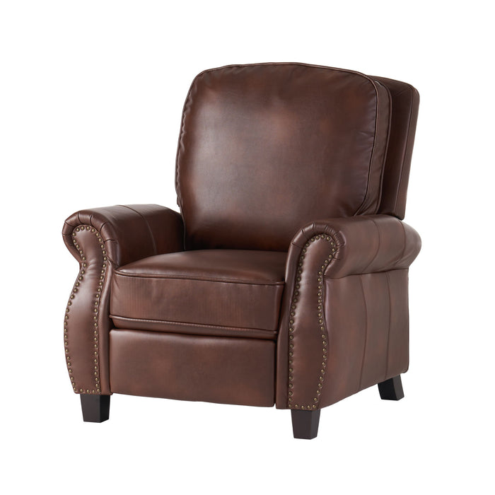 Neville - Recliner Chair With Push Back Function And Birch Wood Legs - Brown