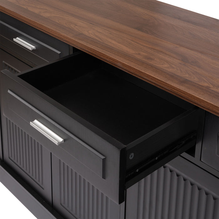 Fluted Sideboard Buffet Cabinet With 4 Doors And 3 Drawers