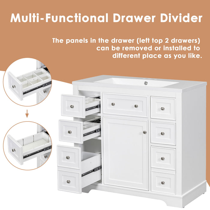 Modern Bathroom Vanity With Sink Combo, 6 Drawers And 1 Cabinet