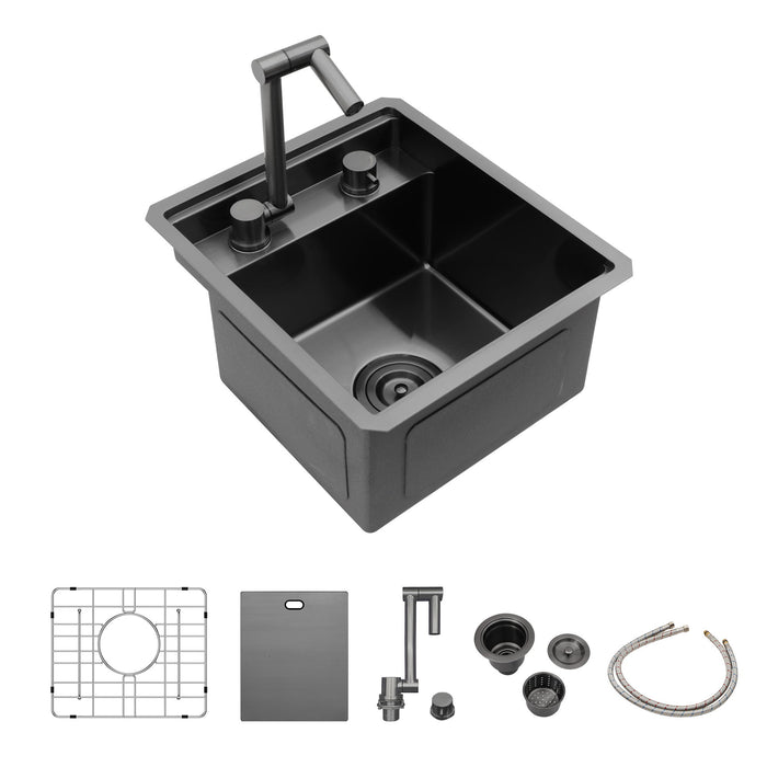 Modern Undermount Bar Sink With Folding Faucet