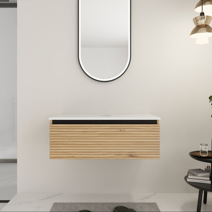 Wall Mounted Bathroom Vanity & 1 Soft Close Drawer (Excluding Sink)
