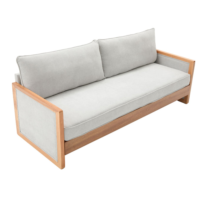 Modern 3 Seater Sofa With Wood Armrests