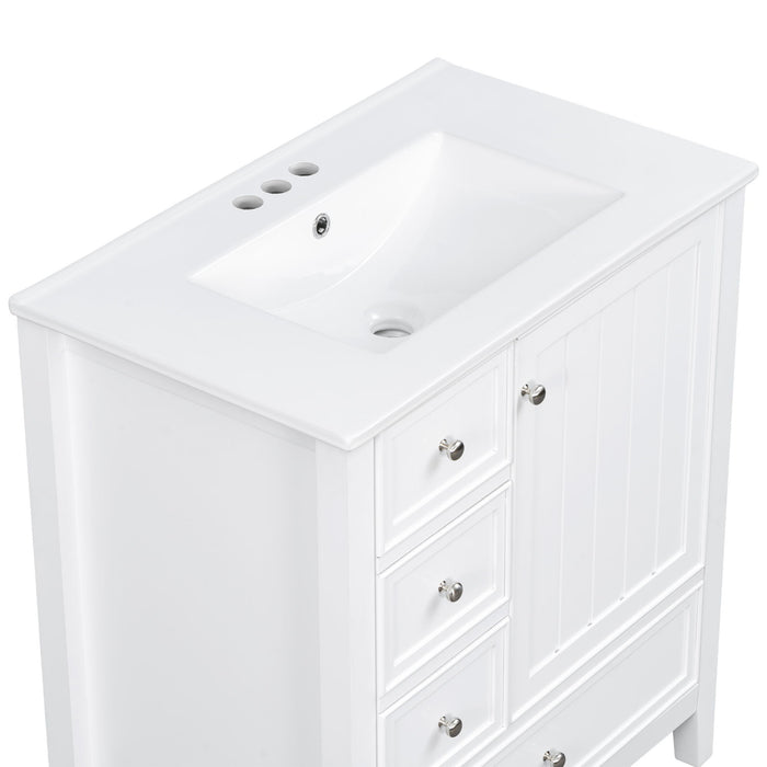 Modern Bathroom Vanity With Sink, 1 Cabinet & 3 Drawers