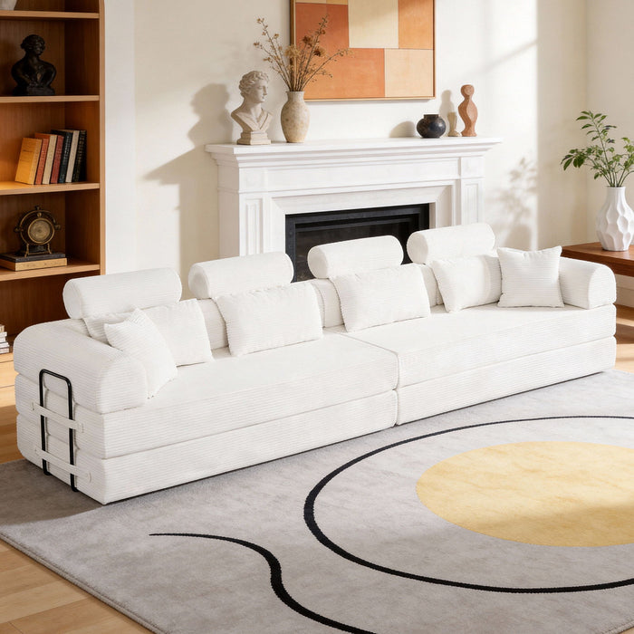 Modern L-Shape Modular Sectional Sofa, Compressed Design