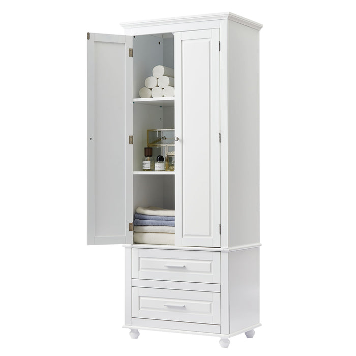 Tall Storage Cabinet With 2 Drawers For Bathroom