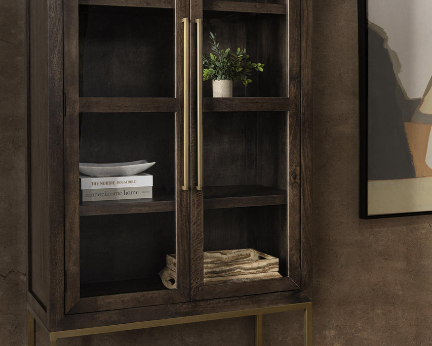 Freemont - Solid Wood Tall Cabinet - Kona Brown