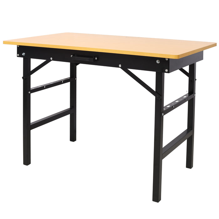 Portable Folding Work Table With Measuring Tape And Angle Finder Steel - Black