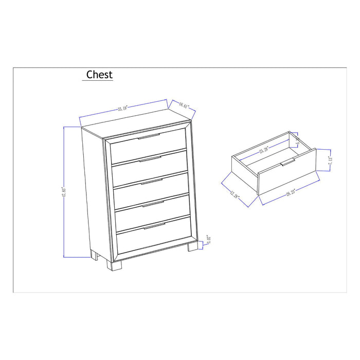 Cllisie - 5 Piece Bedroom Set With Padded Headboard