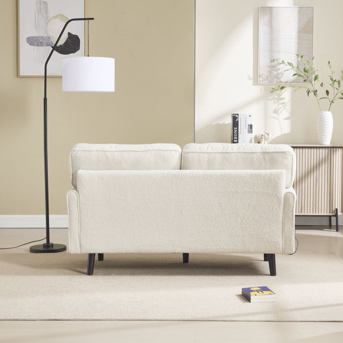 Mid Century Modern Loveseat Sofa With USB Ports, Removable Pillow Cover