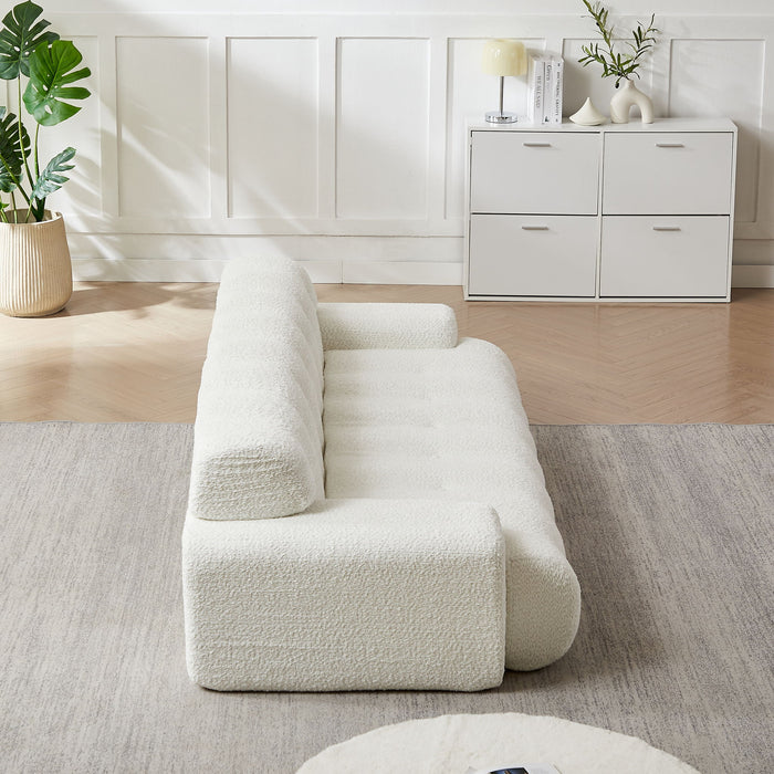 Cloud Series Minimalist Button Tufted Square Arm 3 Seater Sofa