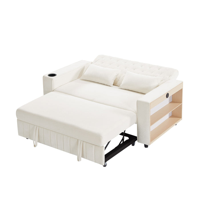 Pull-Out Sofa Bed Convertible Couch With Adjustable Backrest For Living Room