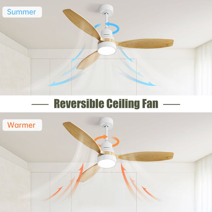 52" Integrated LED Ceiling Fan With Remote Control And Blades For Living Room
