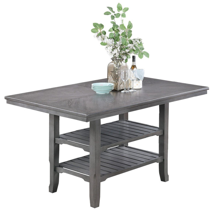 Dining Table 2 Shelves, Counter Height For Dining Room - Gray