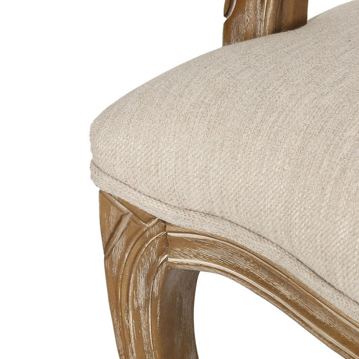 French Country Style Dining Chair Set With Cane Webbing Backrest - Beige