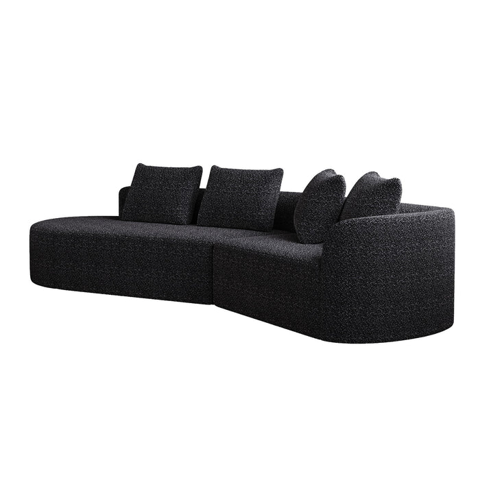 Upholstered Oversized Sectional Sofa, 4 Seater Extra Deep & Wide Seat Curved Cloud Couch With 4 Throw Pillows, Free Combination Living Room - Black