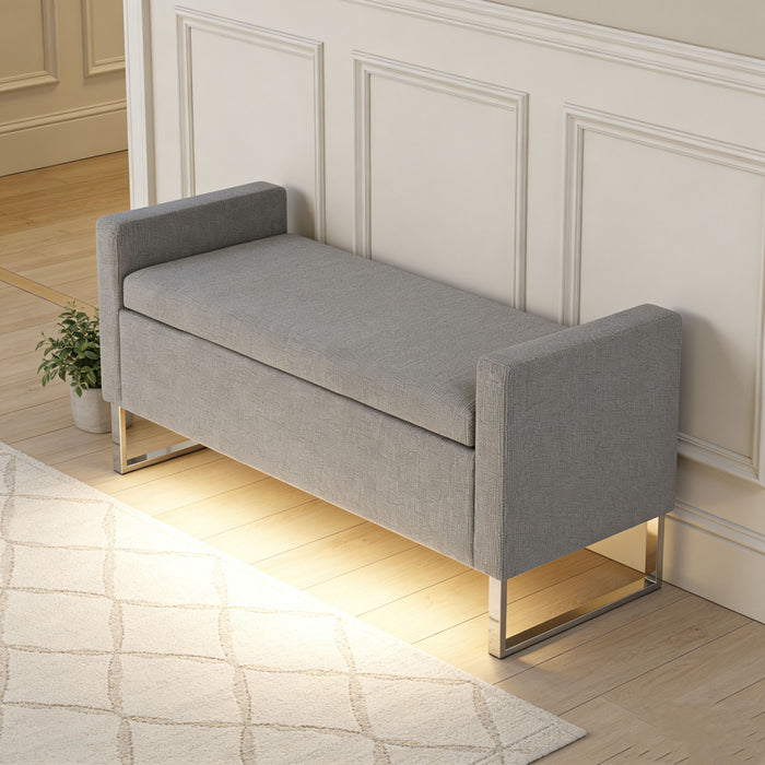 Upholstered Ottoman Bench With Storage - Dark Gray