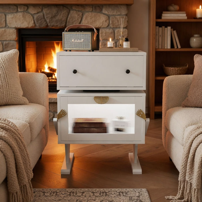 Robot LED Nightstand With 360° Rotating Drawer