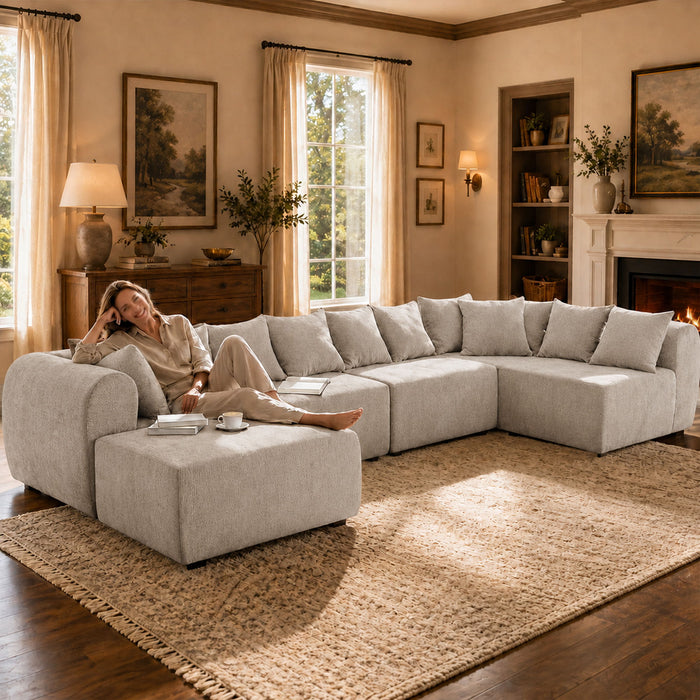 8 Seater U-Shaped Couch With Ottoman