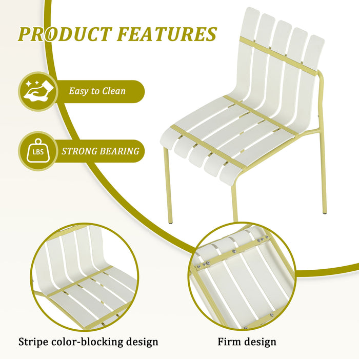 4 Piece Set Of Modern Color Block Designed Single Chairs With Folding Square Table