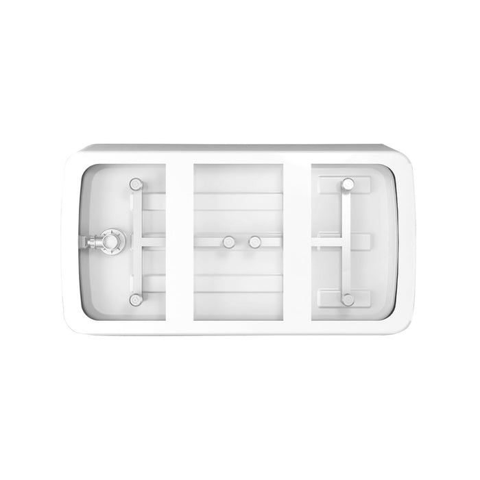 Freestanding Bathtub With Built In Seat, Rectangle Shape, Invisible Overflow & Pop Up Drain - Gloss White