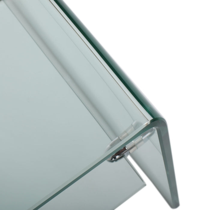 Modern Tempered Glass TV Stand With Shelf And Open Back Design - Clear