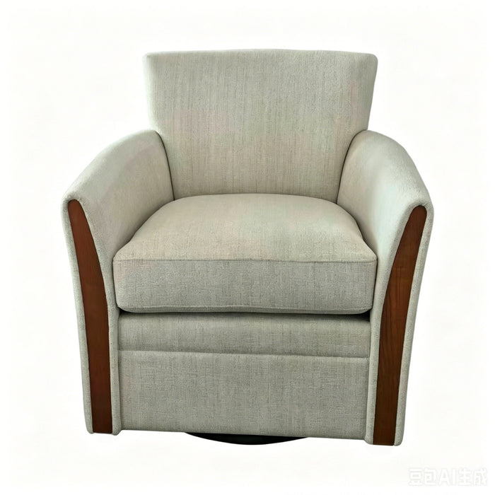 Swivel Accent 360° Rotating Armchair With Turntable Base For Living Room - Cream Beige