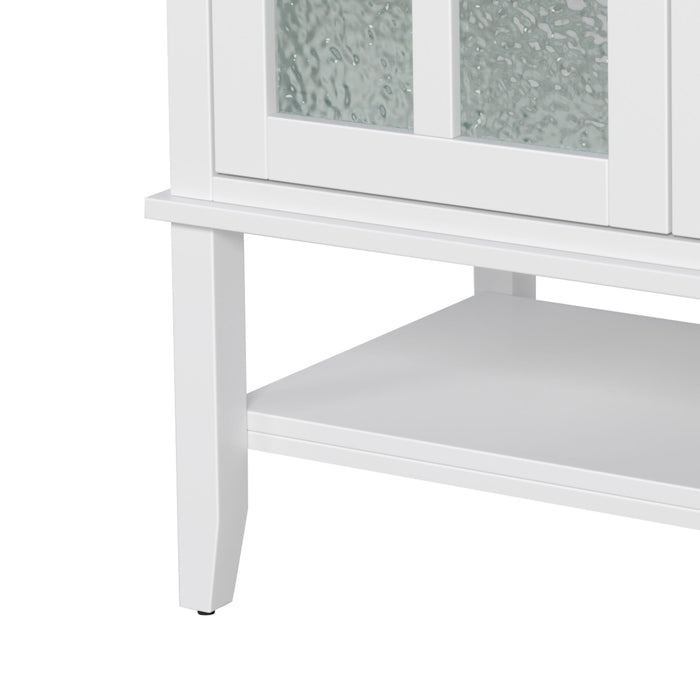 Bathroom Vanity With Ceramic Sink, Adjustable & Open Shelf