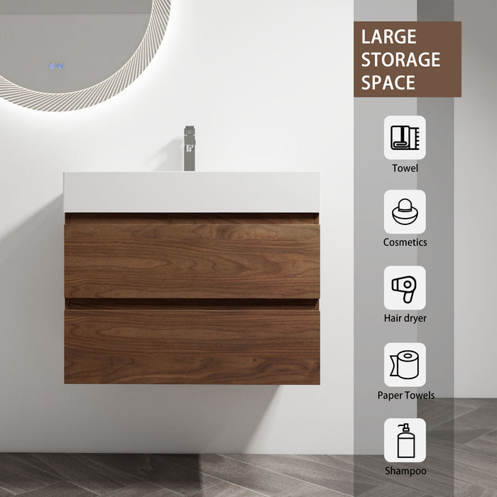 Wall Mounted Bathroom Vanity And Sink, 2 Soft Close Drawers