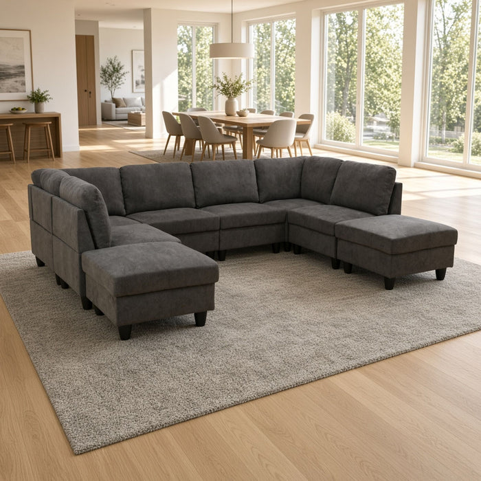 8 Piece Modular U - Shape Sectional Sofa