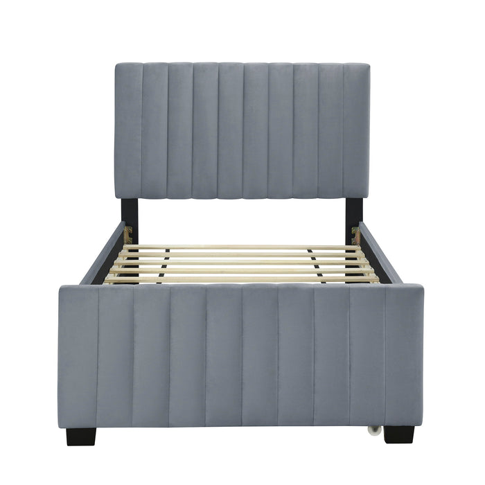 Upholstered Design Platform Bed With Trundle