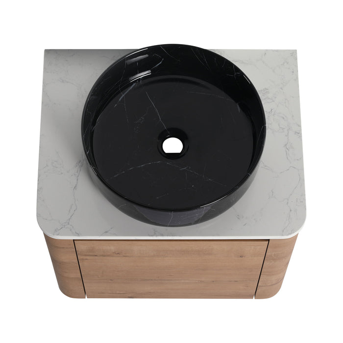 Wall Mounted Bathroom Vanity With Art Sink & 1 Soft Close Door