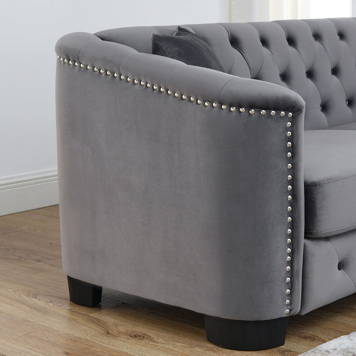 Modern Chesterfield Sofa With Tufted Backrest For Living Room