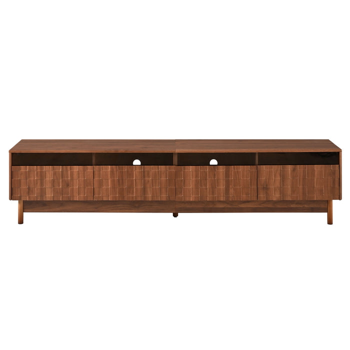TV Stand With LED Lights And Glass Drawers For Living Room - Walnut