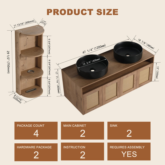 Bathroom Vanity & Art Sink And Storage Rack, Float Mounting Design