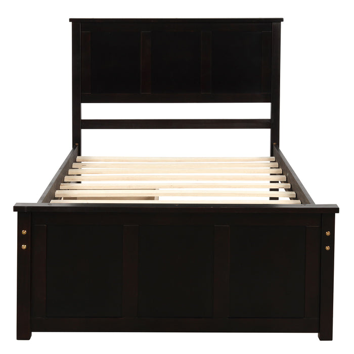 Platform Storage Bed With 2 Wheel Base Drawers