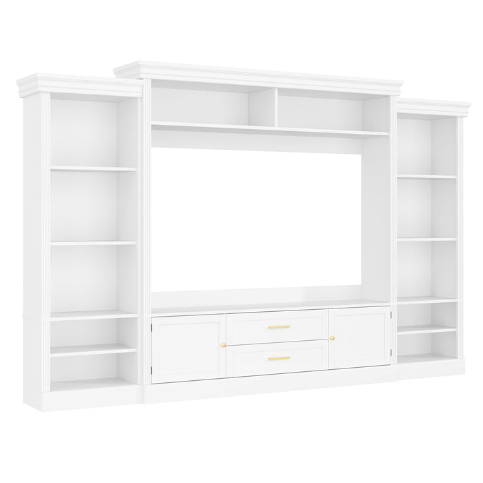 Elegant Entertainment Center Wall Unit With Bookshelves