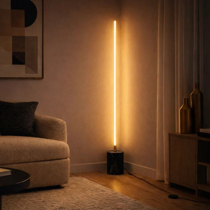 Prism - LED Floor Lamp With On / Off Switch Base - Gold / Marble