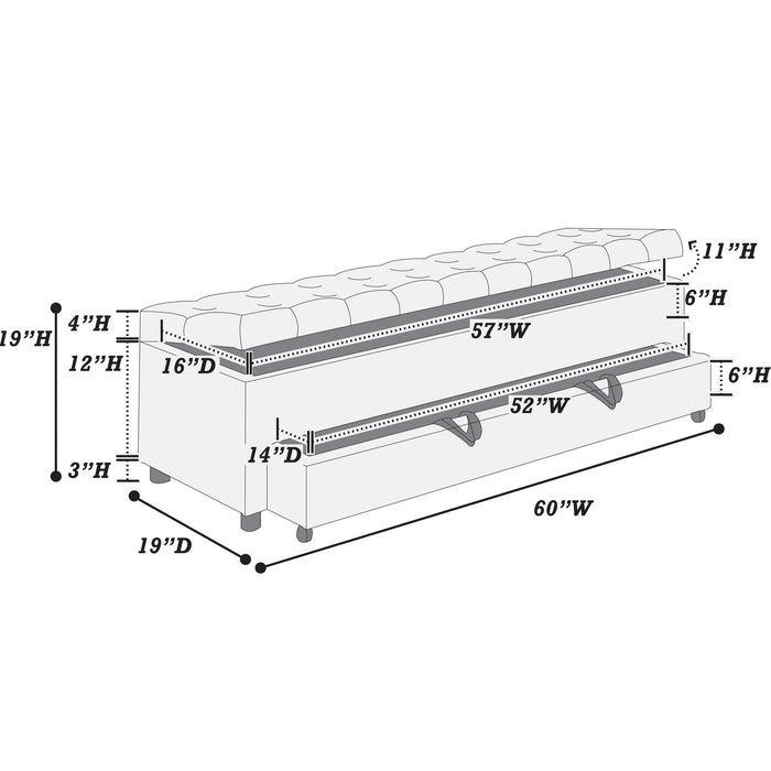 Storage Ottoman With Tufted Seat And Underseat Drawer